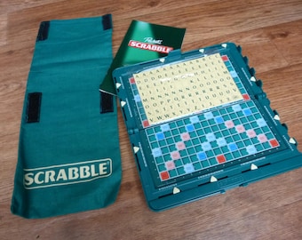 Vintage SEALED Letters Unplayed Pocket Scrabble Magnetic set: hard plastic folding case complete game 1999 Handy travel word board game