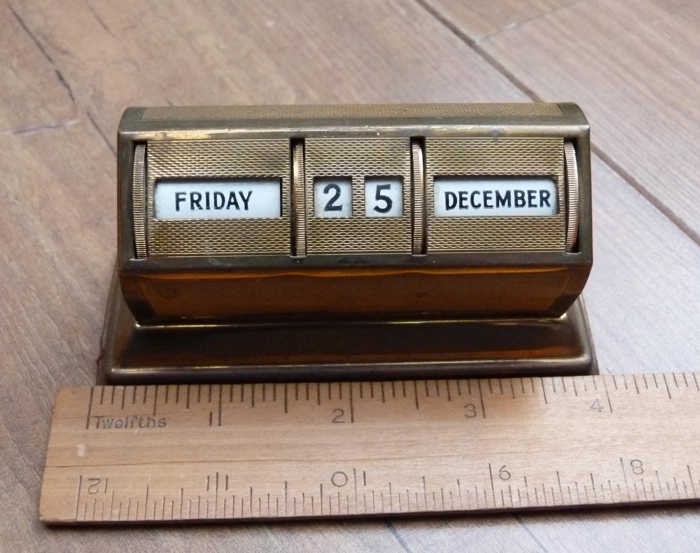 1940〜50's Vintage デスクカレンダー Vintage Perpetual Calendar Desk Calendar Brass/gold Colour