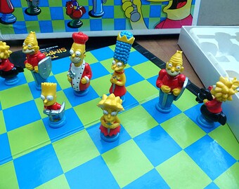 Vintage the Simpsons 3D Chess Set With Folding Board Complete With