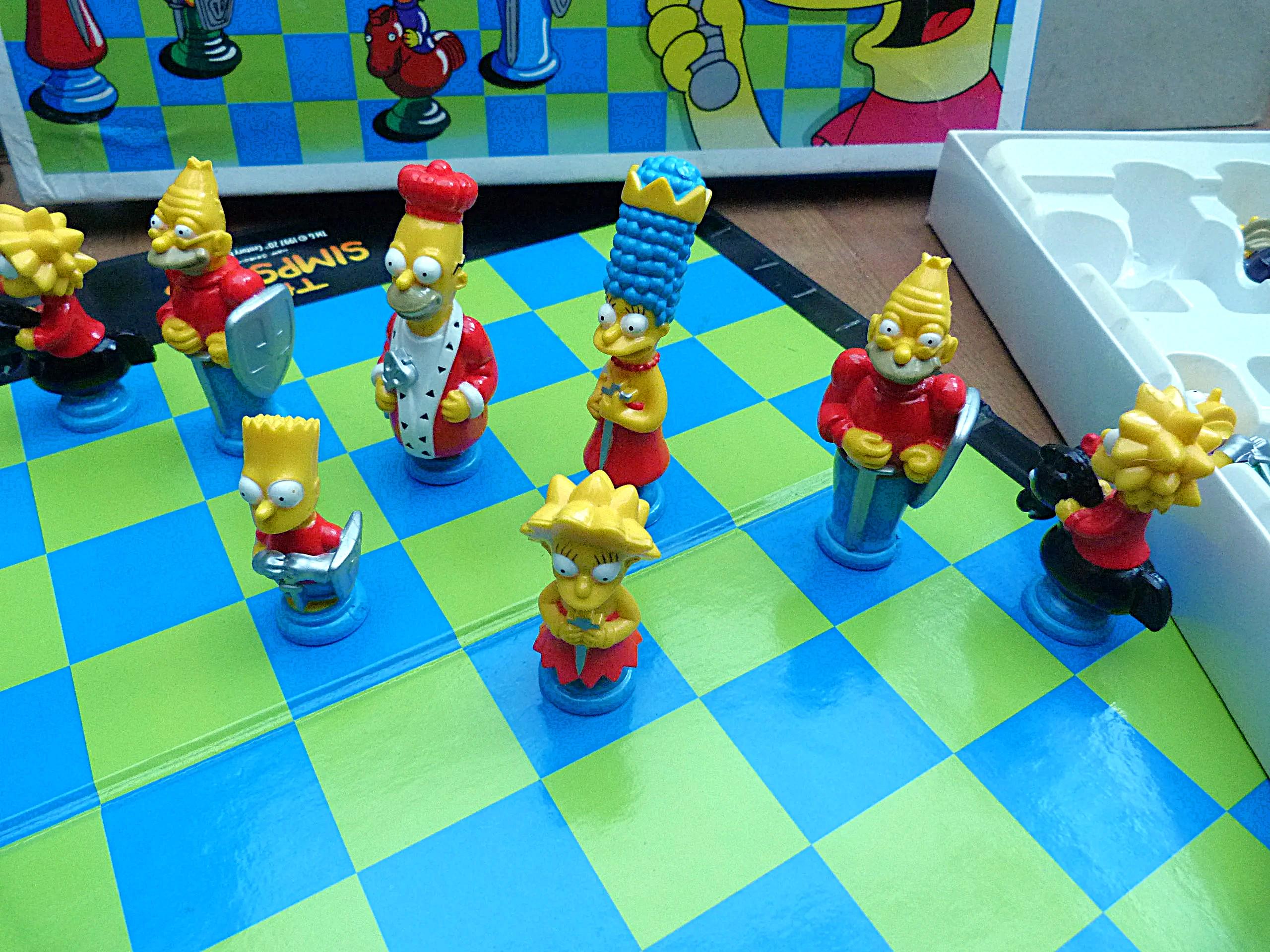 Vintage the Simpsons 3D Chess Set With Folding Board Complete With