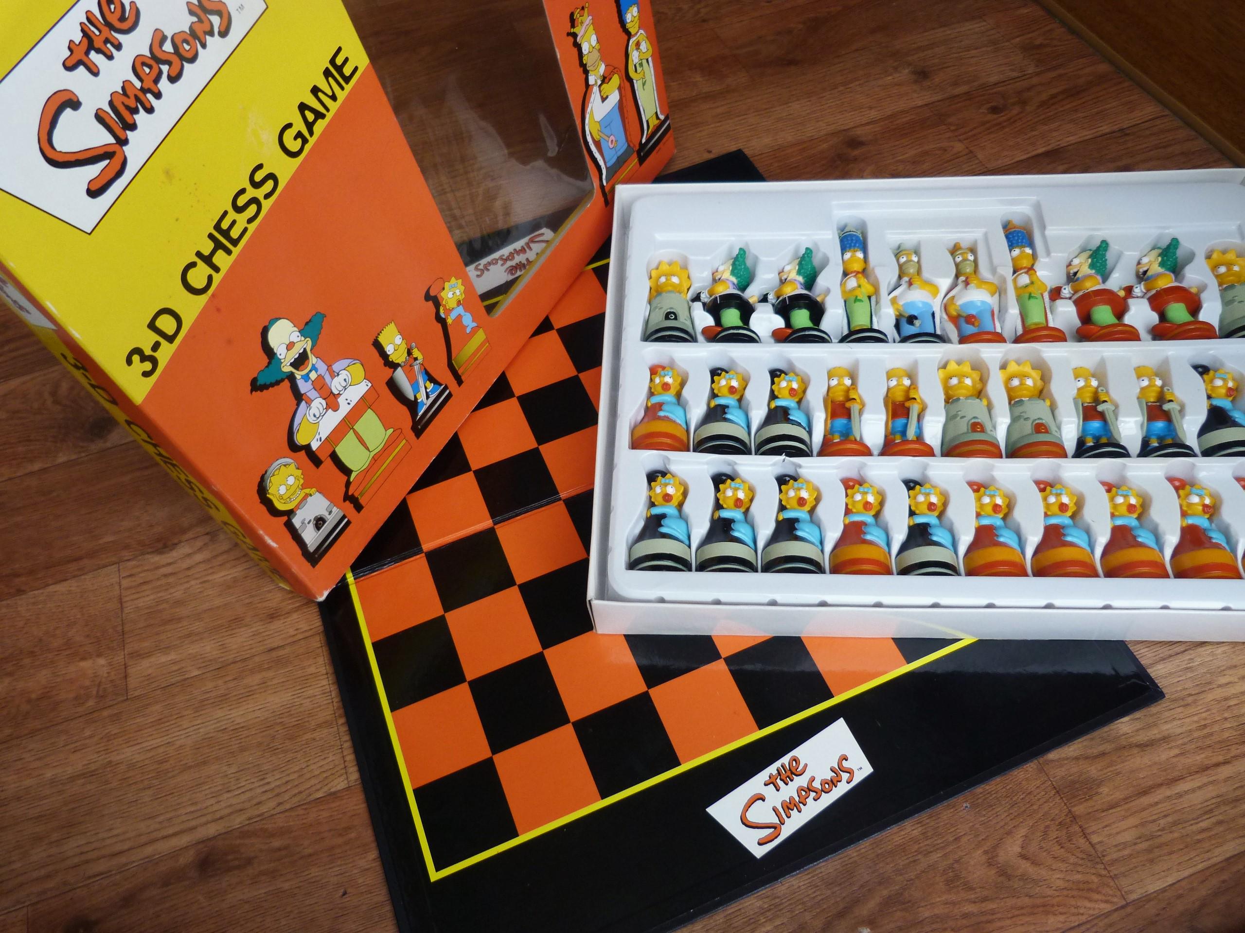 Vintage the Simpsons 3D Chess Set With Folding Board