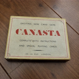 Vintage Canasta game by De La Rue Twin decks playing cards and rules 1950s vintage