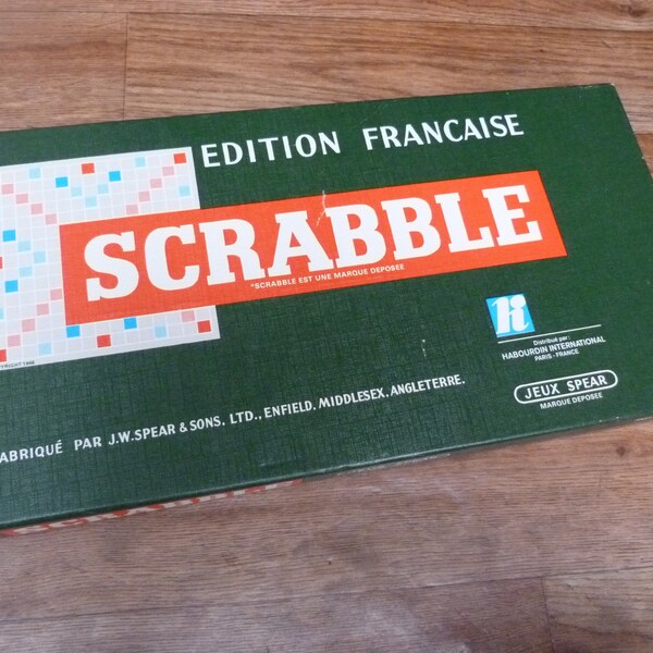 Vintage FRENCH Scrabble set with Sealed Letters Complete Game with 102 Letters by Spear's Games French word board game