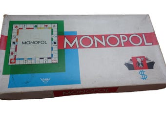Vintage Norwegian Monopol (Monopoly) Board Game, 1960s Property Trading Game Long Red Box Complete