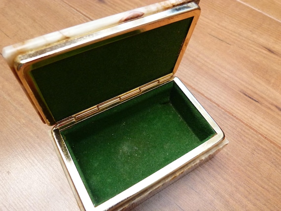 ヴィンテージ オニキス 小物入れ グリーン フィギュアド オニキス