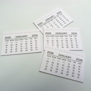 2026 Mini Calendar tab (10, 20, 50 or 100 pack) 12 pages stitched binding small calendar (under 3x2 inch) Great Crafting or Child activity