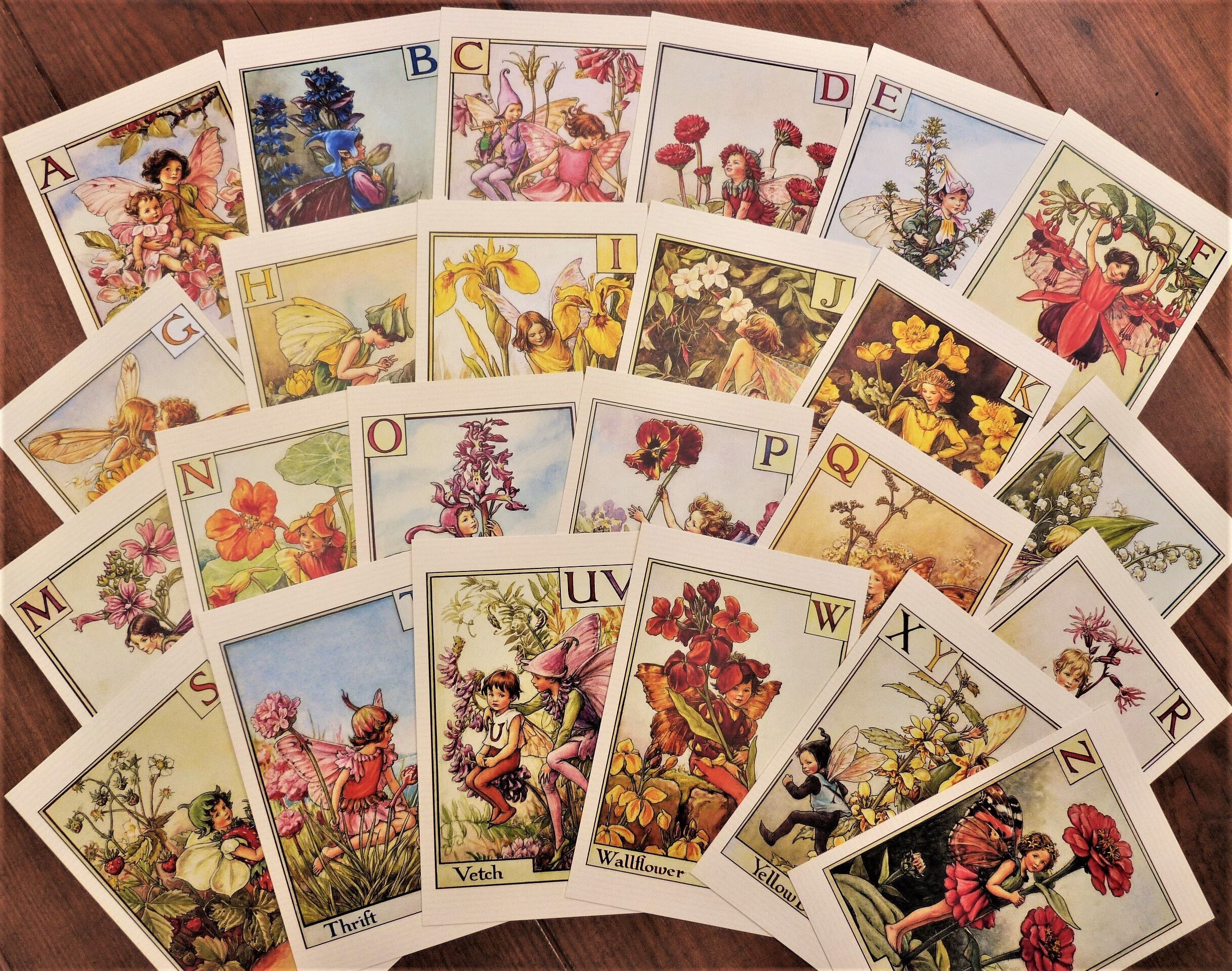 Flower Fairy Alphabet Complete A-Z Postcards Illustrations by