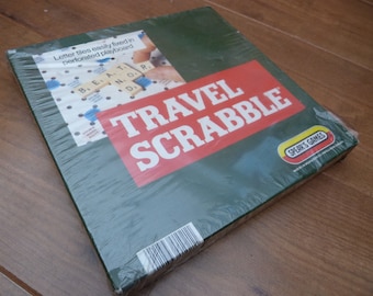 SEALED Vintage Travel Scrabble set peg tiles and board complete unplayed game by Spear's Games Handy travel word board game