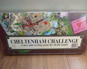 Cheltenham Challenge Trading Game (similar a Monopoly) Gloucestershire Area Vintage Board Game Edición rara