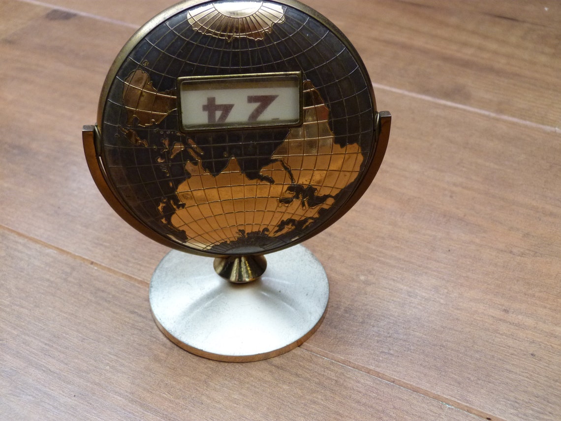 Vintage Large Metal Globe Perpetual Flip Calendar of World Etsy