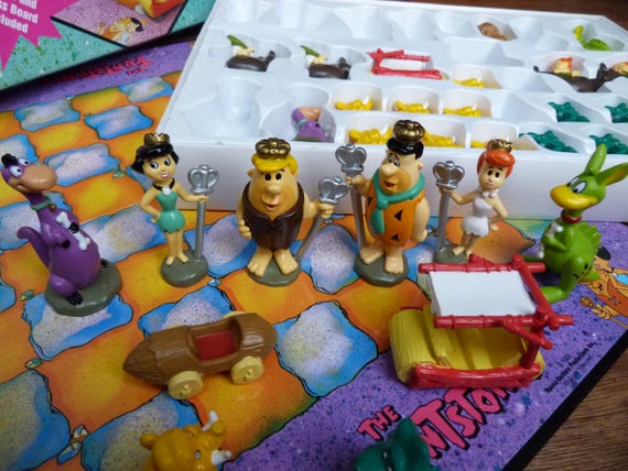 Vintage Flintstones 3D Chess Set With Folding Board Complete With