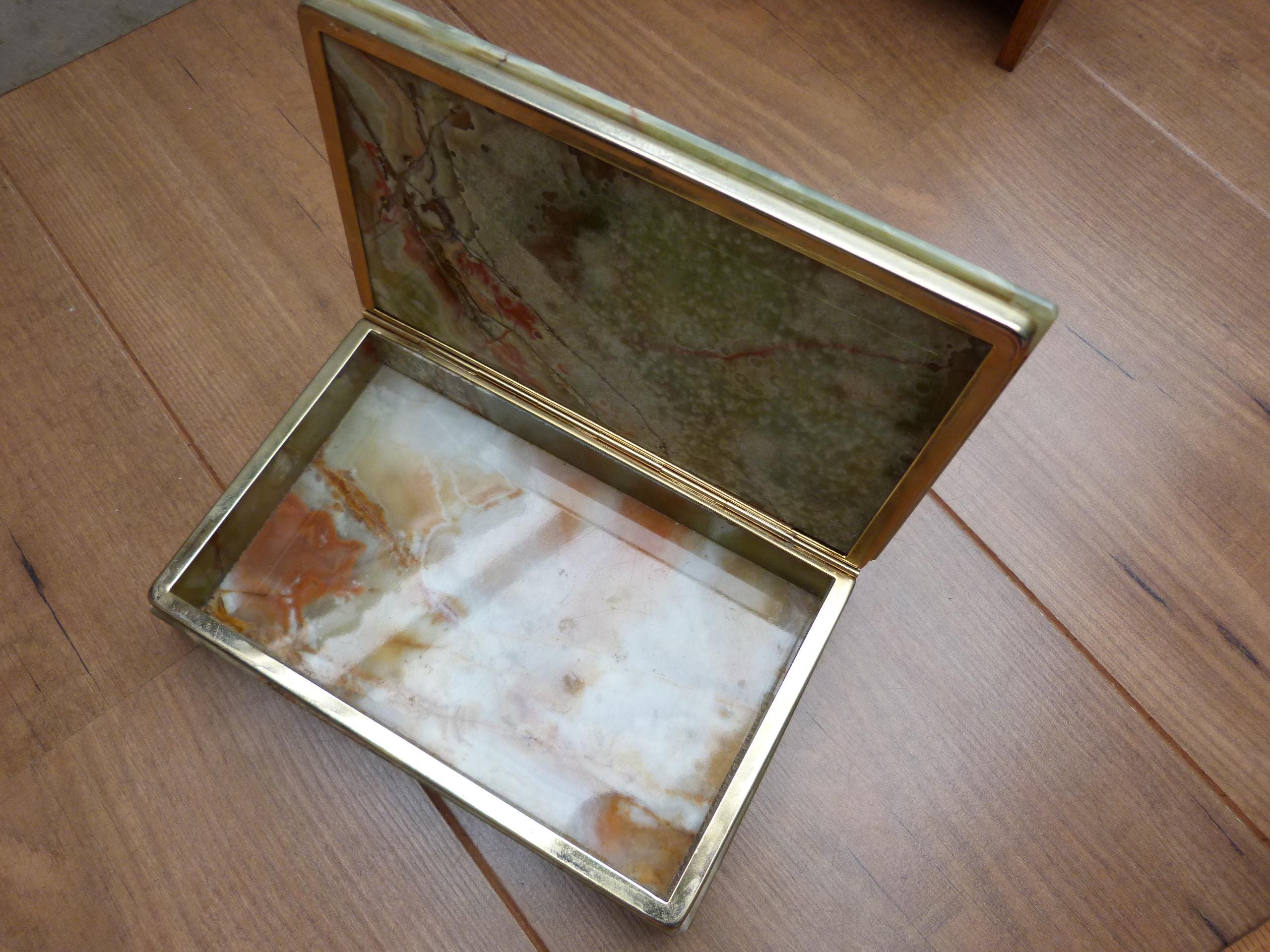 ヴィンテージ オニキス 小物入れ グリーン フィギュアド オニキス