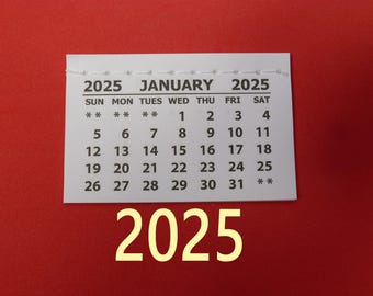 Mini calendario 2025 con pestaña insertable y encuadernación cosida, calendario pequeño de 12 páginas (menos de 3 x 2 pulgadas), ideal para proyectos de manualidades, paquete de 2 a 20