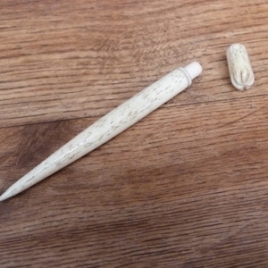 Antique Bone Needle Case Awl Threaded Screw Top 4 Inches Long