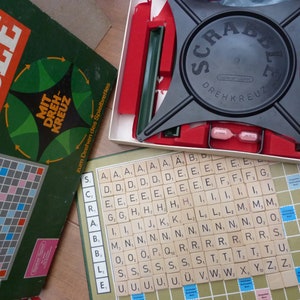 GERMAN Scrabble set with Turntable Complete Original Vintage Game with 119 letter tiles by Spear&#39;s Games Made in Germany word board game