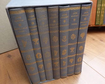 Jane Austen Complete Works 7 Vintage Hardback Books in Slipcase. Folio Society 1975 (1978) Edition, Illustrated with Joan Hassall Woodcuts