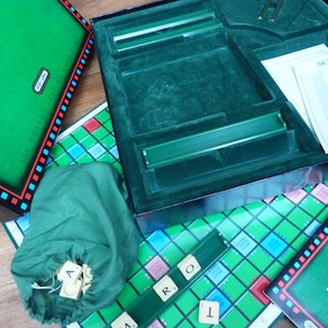 Vintage Deluxe Scrabble set with Turntable Board, complete game by Spear&#39;s Games 1988 Vintage