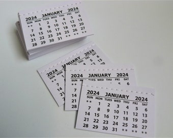 2024 Mini Calendar tab (10, 20, 50 or 100 pack) 12 pages stitched binding small calendar (under 3x2 inch) Great crafting or kid's activity