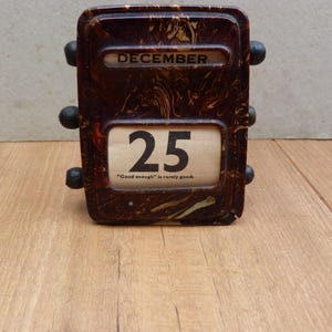Vintage Celluloid Perpetual Calendar Scrolling 4 Inch Desk Calendar with Daily Sayings