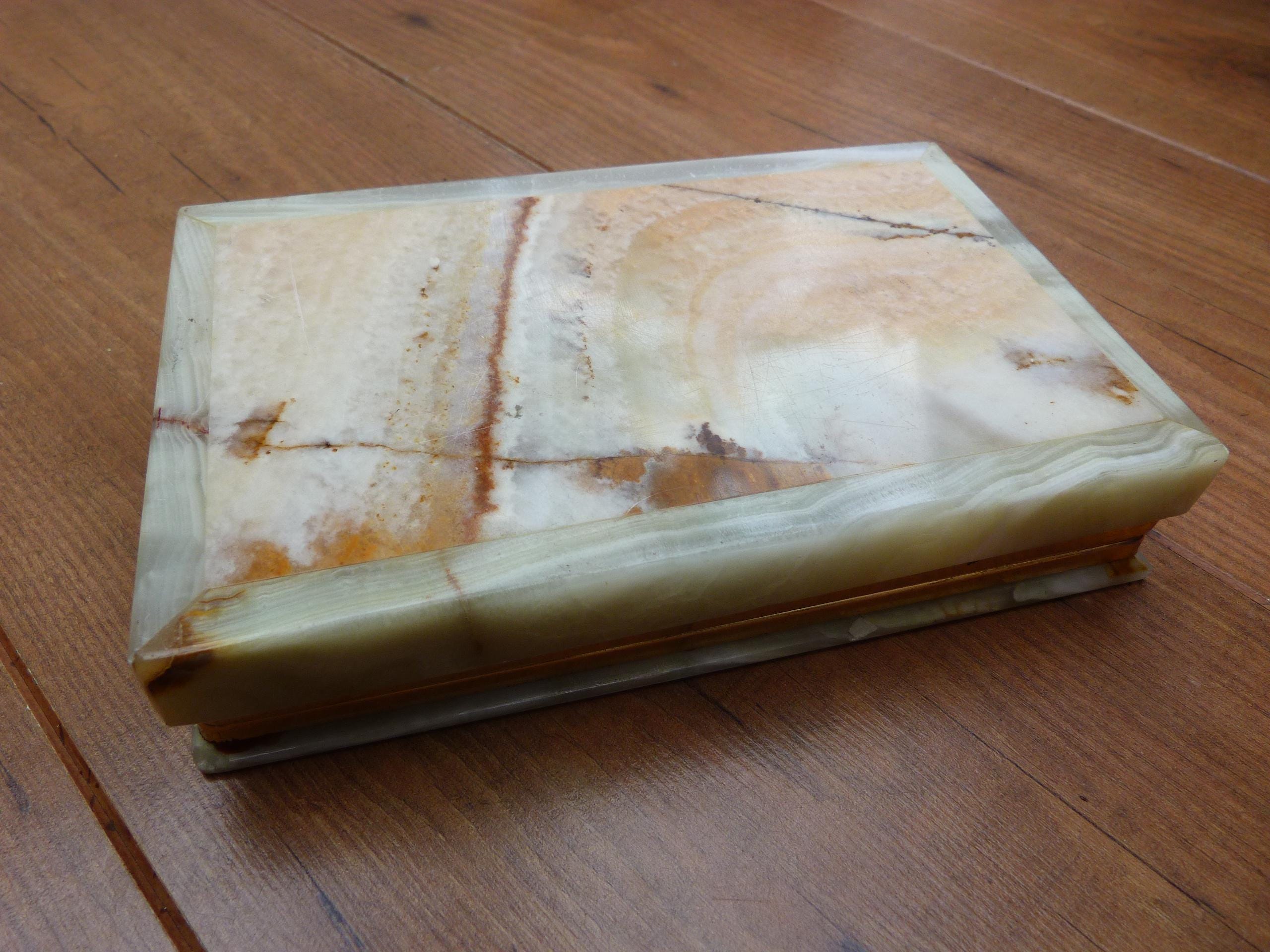 ヴィンテージ オニキス 小物入れ グリーン フィギュアド オニキス