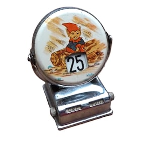 Vintage Pixie Elf Perpetual Flip Calendar 1960s Chrome Desktop Display