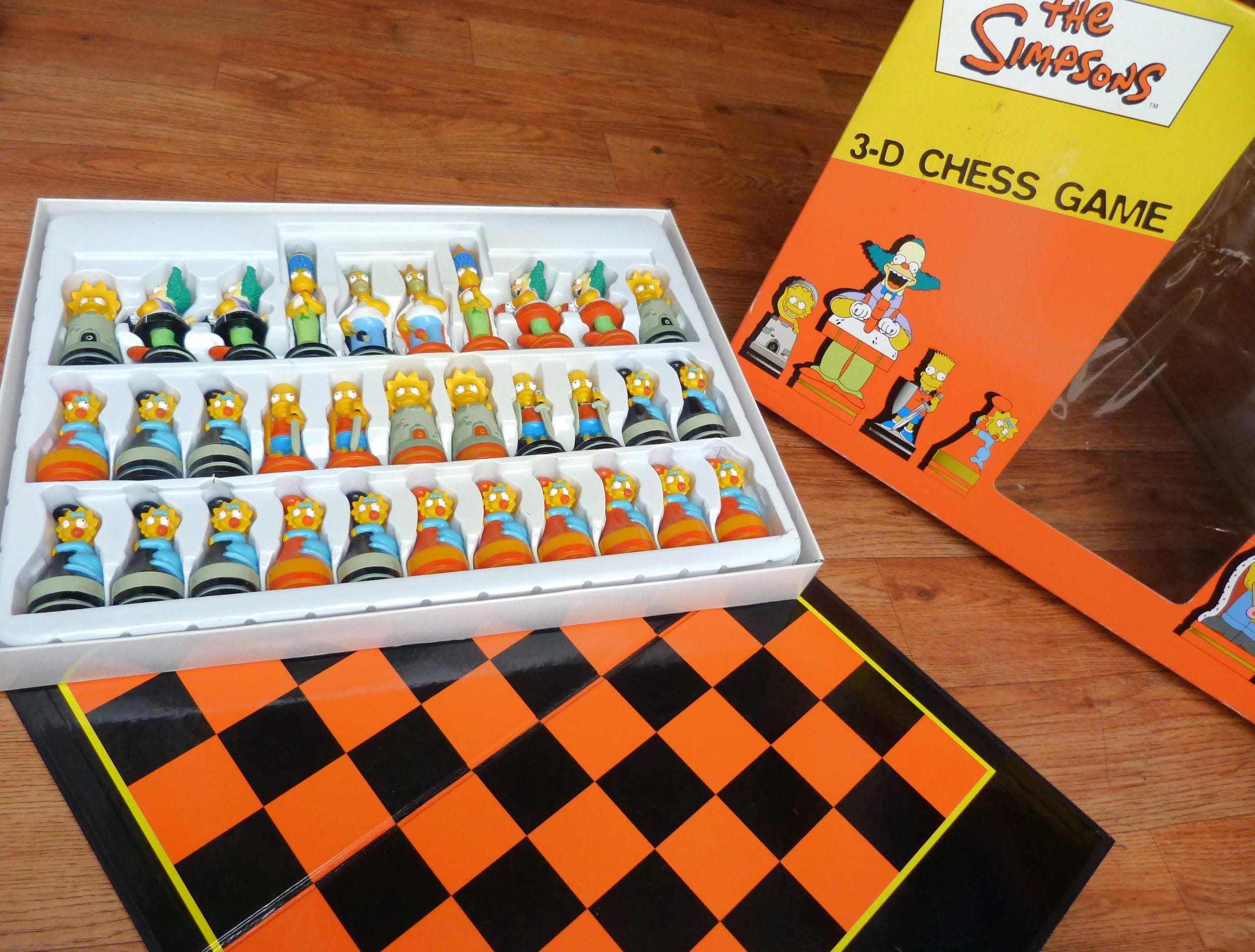 The Simpsons 3D Chess Set With Folding Board Complete Vintage Game