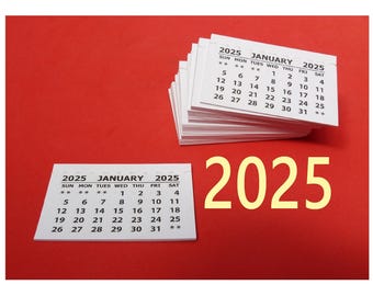 Paquete de 20, 50 o 100 mini pestañas del calendario 2025. Ideal para manualidades o actividades de clase.