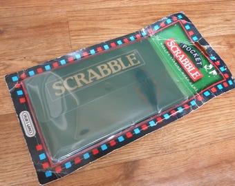 Vintage Unplayed Pocket Scrabble Magnetic set in soft plastic folding wallet complete game by Spear's Games Handy travel word game
