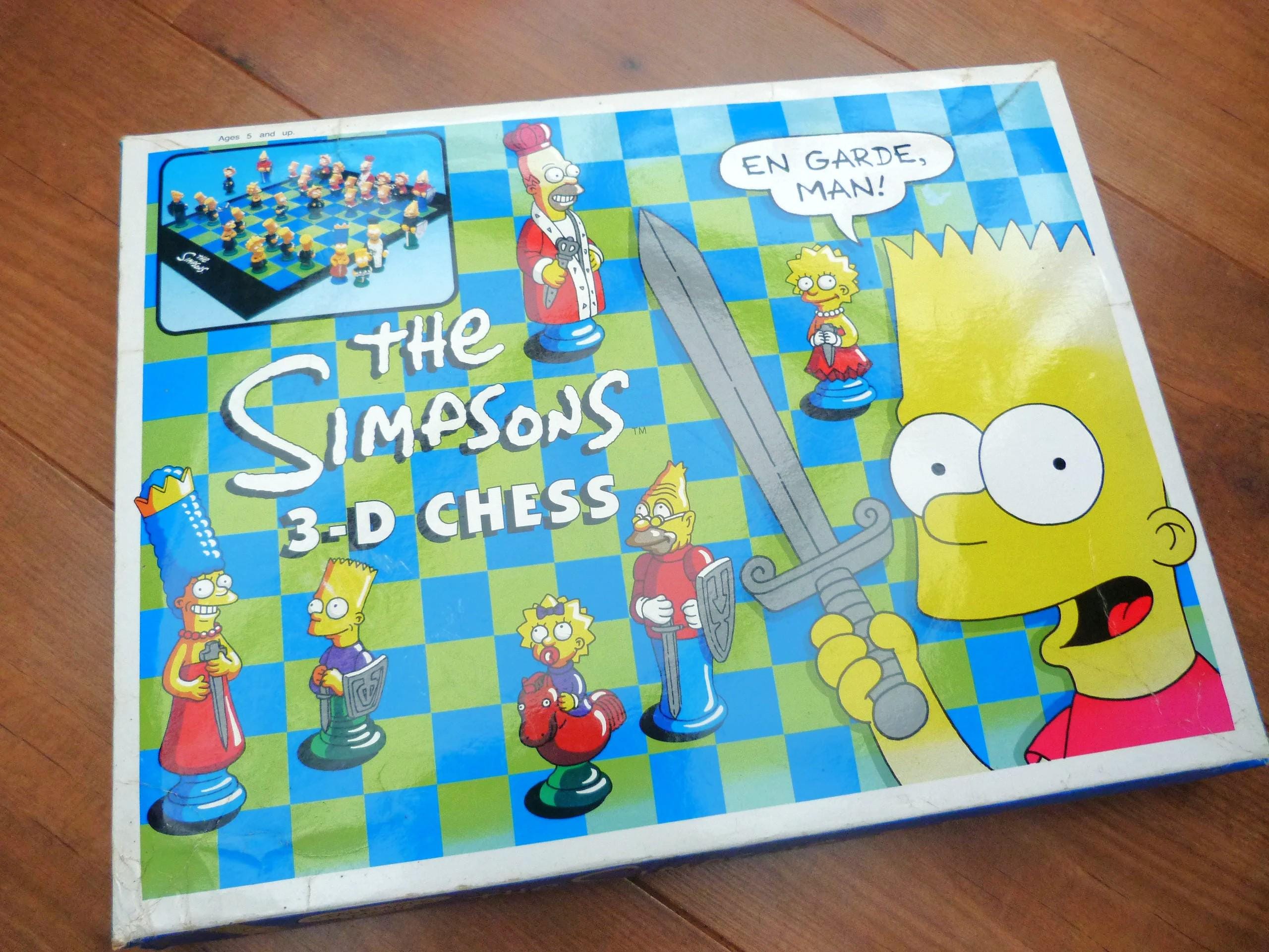 Vintage the Simpsons 3D Chess Set With Folding Board Complete With