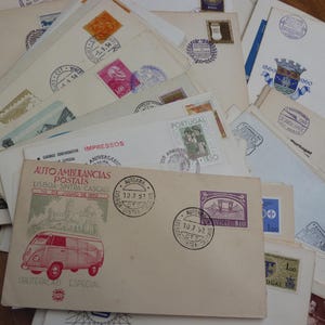 Paquete de 12, 24 o 36 sobres sellados de Portugal, vintage, década de 1980, usados, manuscritos y mecanografiados, sellos especiales de correos portugueses.