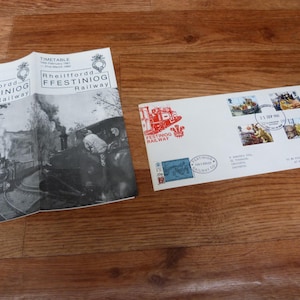Festiniog Railway Letter Service 1981 Fishing First Day Cover plus 1981-2 Timetable