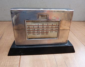 Sterling Silver Vintage Perpetual Desk Calendar Wood and Metal Small Classic Style Hallmarked 1935