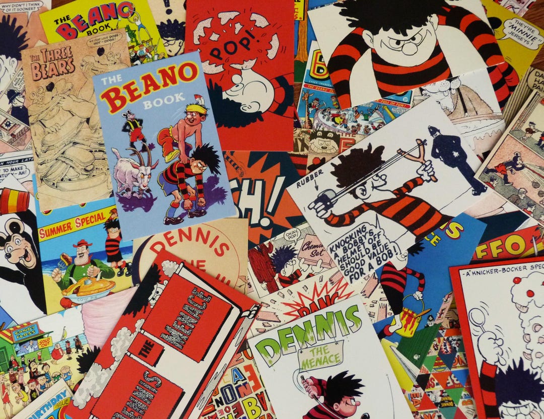 The Beano Comic Postcards Packs of 4 12 or 24 Illustrations Lucky Dip ...