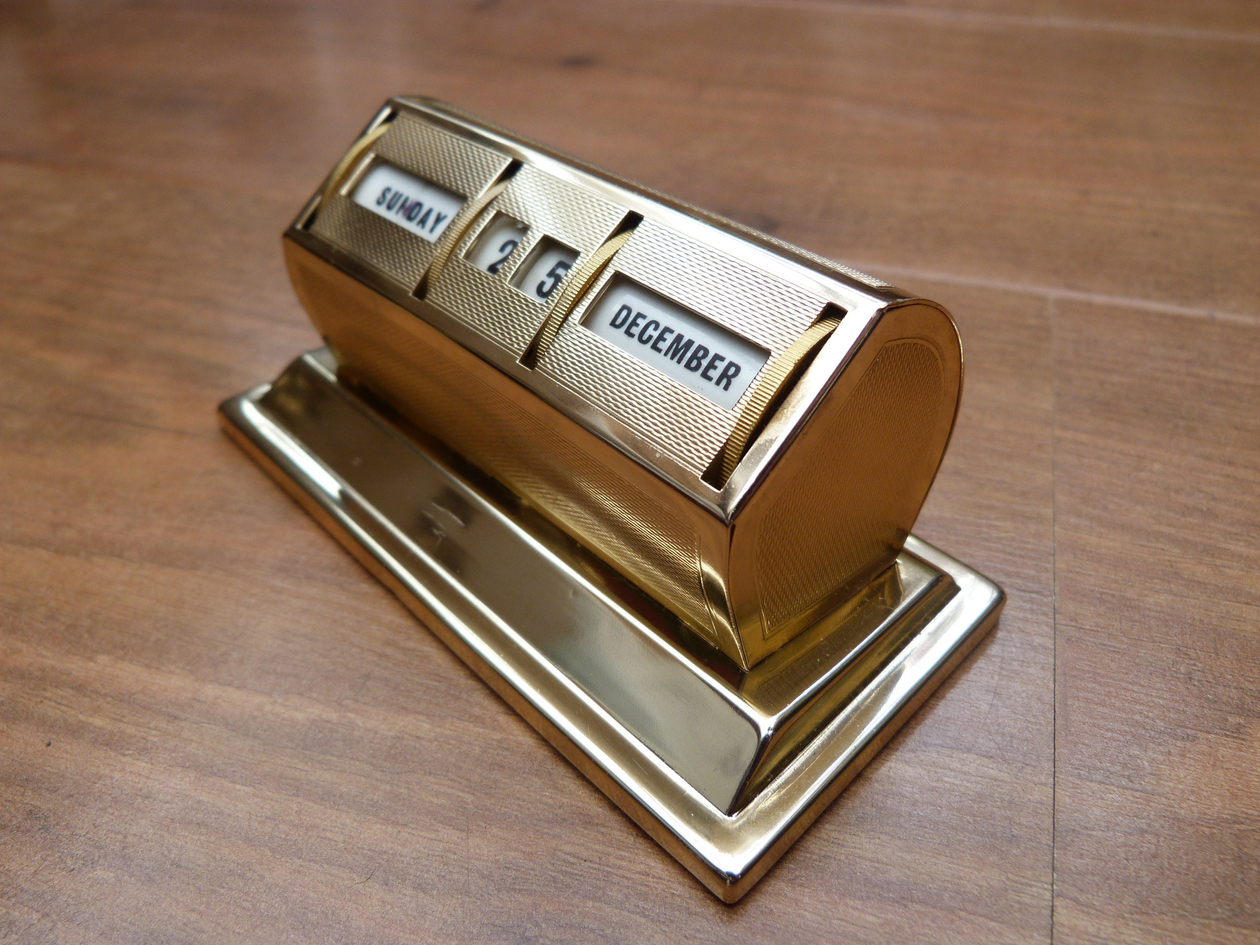 Vintage Perpetual Calendar Desk Calendar Gold Colour Shiny Etsy
