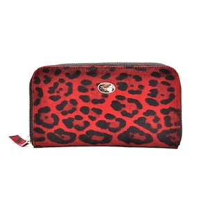 Cartera de piel de vaca, Cartera de cuero, Cartera con estampado animal, Cartera grande para mujer, Cartera hecha a mano