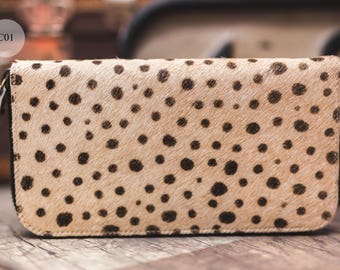 Purse, Animal Print Purse, Cow Hide Purse, Wallet, Genuine Leather