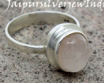 Natural Rose Quartz Ring, January Birthstone Ring, Rose Quartz Ring Sterling Silver, Pink Gemstone Ring, Anniversary Birthday Wedding Rings