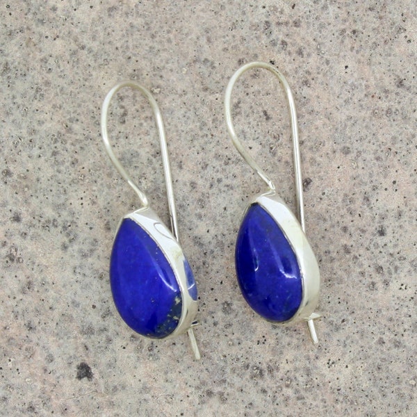 Lapis Teardrop Earrings • Natural Lapis Earring • Blue Lapis Lazuli Earring • Sterling Silver Lapis Jewelry • Pear Lapis Earrings For Womens