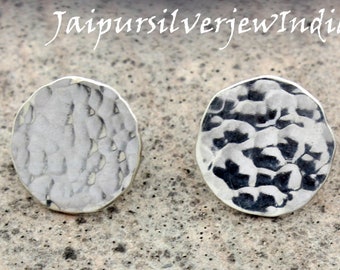 Hammered Silver Studs • Circle hammered 13 mm Studs • Solid 925 Sterling Silver • Geometric Jewelry • Hammered Silver Round Earrings