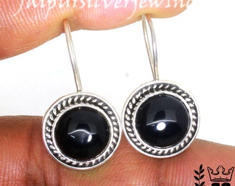 Black Onyx Earrings, Antique Silver Earrings, Bohemian Earrings, Onyx Dangle Earrings, 925 Silver Birthstone Jewelry, Gift For Her