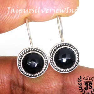 Black Onyx Earrings, Antique Silver Earrings, Bohemian Earrings, Onyx Dangle Earrings, 925 Silver Birthstone Jewelry, Gift For Her