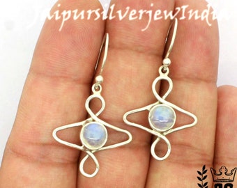 Natural Rainbow Moonstone Earrings, 925 Silver Earrings, Dangle Drop Earrings, gemstone earrings, Gift for her, Birthday gift, Fashion