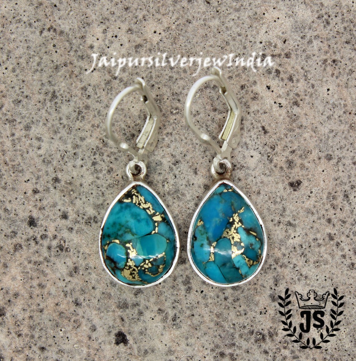 Turq Bead Teardrop Earrings main image 0