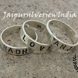 Personalised Stackable Name And Birthstone Rings • 925 Sterling Silver Stacking Name Rings • Natural Round Gemstone Rings • Gift For Women