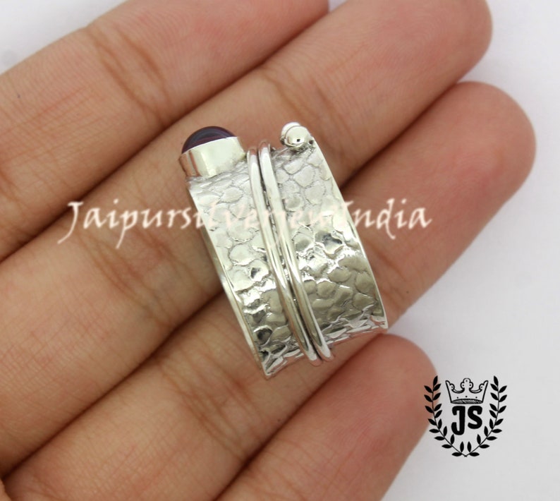 Thumb Ring Spinner Ring Gift For Her Amethyst Natural Gemstone Ring Antique silver Ring Silver Band Ring 925 Sterling Silver Ring