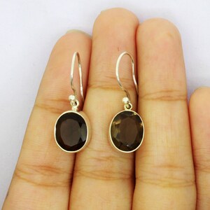 Smoky Quartz Earring Smoky Quartz Dangle Earrings 925 Silver Earring Bridesmaids Earring Gift For Mother Promise Earring Bridal Earring