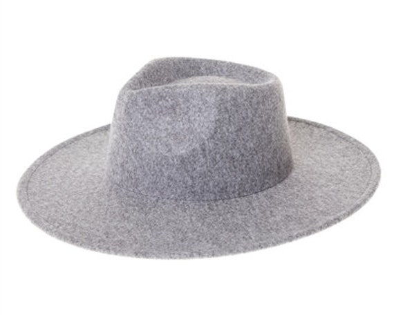 Heather Grey Vegan Felt Rancher Hat - Unisex Fedora, Stiff  display picture 3