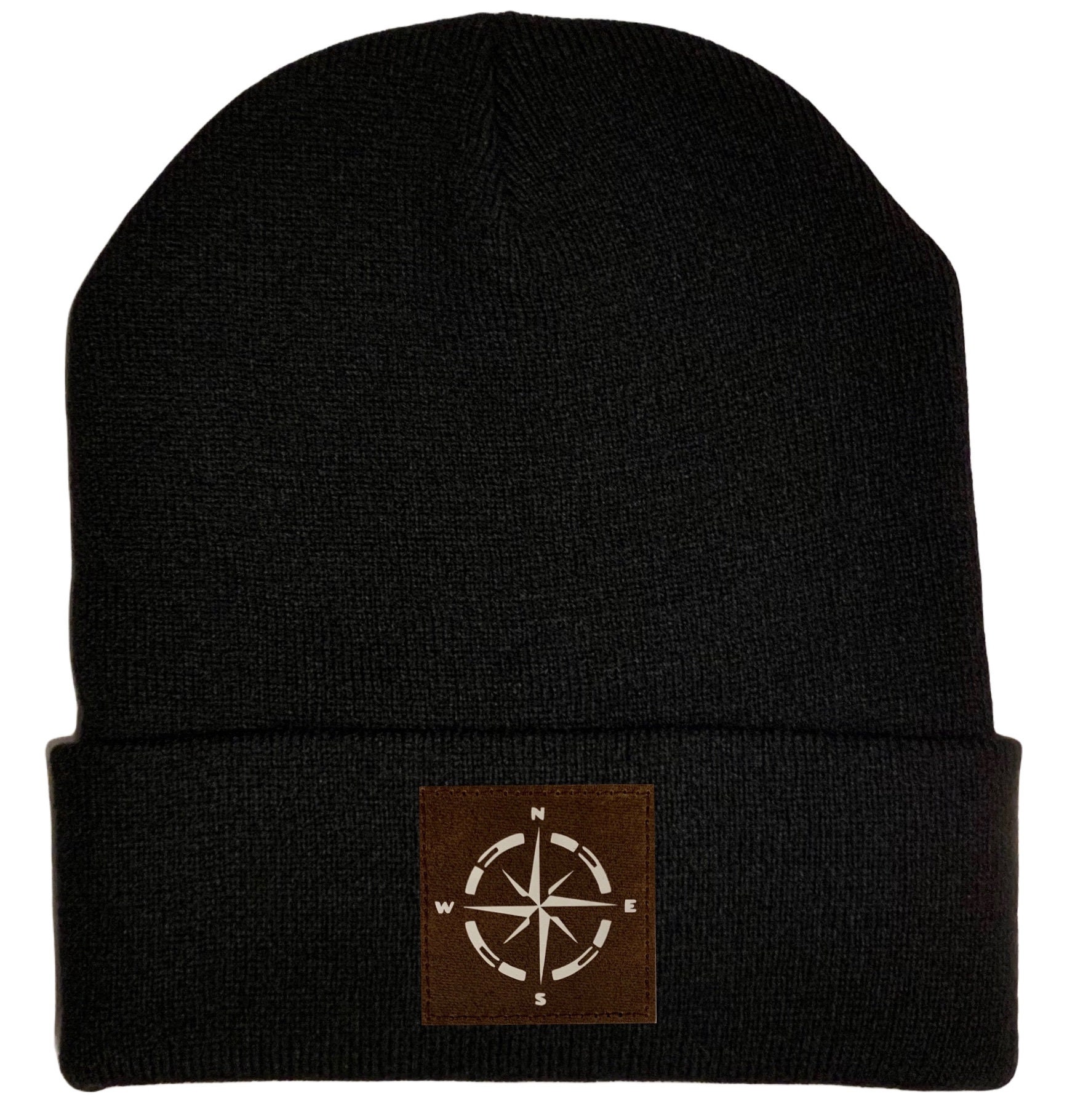 Black Beanie W Brown and White Hand 