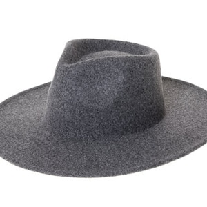 Charcoal Grey vegan felt rancher hat - Unisex style fedora, stiff brim, wide brim, panama, fashion hat for men or women