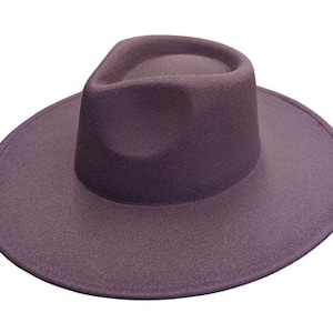 Plum vegan felt rancher hat - Unisex fedora, stiff brim, wide brim, panama, fashion hat fedora for men or women